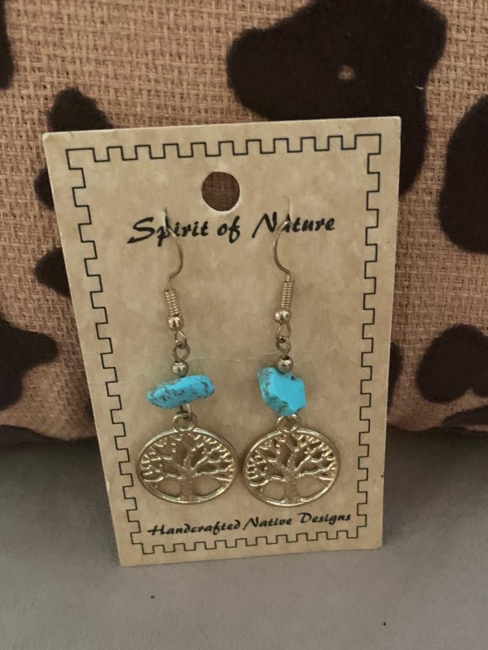 Turquoise & Gold Tree of Life Earrings